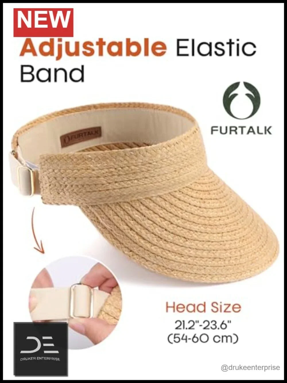 Wide Brim Straw Visor for Women UPF80+ Sun Protection Foldable Beach Hat